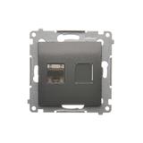 Simon 54 Gniazdo komputerowe pojedyncze RJ45 kategoria 6 ekranowane z przesłoną przeciwkurzową antra