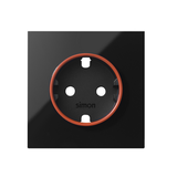 Simon 100 Pokrywa do gniazda schuko z czerwonym pierścieniem czarny