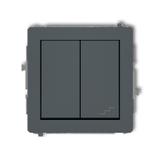 DECO Mechanizm łącznika jednobiegunowego ze schodowym (wspólne zasilanie) grafitowy mat