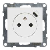 SUNO - Gniazdo płaskie 2P+Z - 16 A - z USB Typ - C - 1,5 A - zaciski automatyczne - z przesłoną, Bia