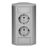 Gniazdo meblowe 2x2P+Z (Schuko), szaro-srebrne