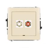 DECO Mechanizm gniazda podwójnego RCA, bez pola opisowego (typu cinch - biały i czerwony, pozłacany)