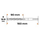 Wiertło do betonu SDS Plus, 12 x 160 mm, S4, quatro