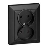 Gniazdo podwójne podtynkowe 2x2P Pearl, 16A, 250V, PT-5 P, czarny