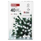 Lampki choinkowe Classic 40 LED 4m zimna biel zielony przewód IP44 8 programów timer D4AC21 EMOS