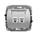 TREND Mechanizm gniazda komputerowego podwójnego 2xRJ45, kat. 6, ekranowany, 8-stykowy srebrny metal