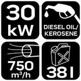 Nagrzewnica olejowa 30kW zbiornik 34l kółka NEO GTX 90-081 GTX Poland
