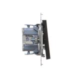 Simon 55 Przycisk zwierny /światło/ z podświetleniem LED szybkozłączka Czarny mat TS1L.01/149 KONTAKT