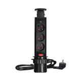 Gniazdo meblowe O6cm wysuwane z blatu z blokadą i przewodem 1,8m 3x2P+Z czarne OR-AE-1347/B ORNO