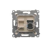 Simon 54 Gniazdo komputerowe pojedyncze RJ45 kategoria 6 z przesłoną przeciwkurzową kremowy