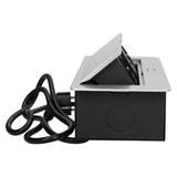 Gniazdo meblowe wpuszczane w blat z płaskim frezowanym rantem ładowarką USB i przewodem 3m 2x2P+Z OR