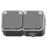 DELFINA Gniazdo podwójne z uziemieniem wieczko w kolorze wyrobu - kolor szary