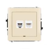 DECO Mechanizm gniazda telefonicznego pojedynczego 1xRJ11 + komputerowego pojedynczego 1xRJ45, kat.