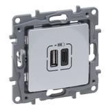Niloe Selection - Gniazdo 2Xusb Typ A+C - 3A Aluminium 762197 LEGRAND