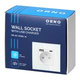 Gniazdo pojedyncze 2P+Z, USB-A + USB-C, PD, max. 20W, biały OR-AE-13308/W ORNO