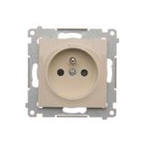 Simon 54 Gniazdo z/u i przesłonami 16A z. śrub. kremowy
