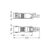 WINSTA MINI gniazdo 2-torowe czarne z obudową odciążającą naciąg