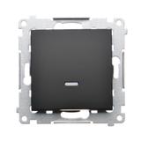 Simon 54 Przycisk pojedynczy zwierny z podświetleniem LED bez piktogramu 16A z. śrub. czarny