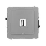 DECO Mechanizm gniazda pojedynczego USB A-A 2.0, bez pola opisowego szary mat