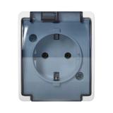 Gniazdo pojedyncze 2P+Z Schuko AQUATIC IP44 biały dymiony OR-OE-7105(GS)/WT ORNO