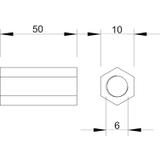 MUFY DYSTANSOWE M6X50