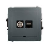 DECO Mechanizm gniazda antenowego poj. typu F (SAT) + gniazda komp. poj. 1xRJ45, kat. 5e, 8-stykowy,