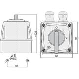 Łącznik krzywkowy 0-1-2 5P 16A w obudowie IP44 Łuk E16-33  951632 ELEKTROMET