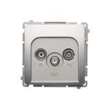 Simon Basic Gniazdo antenowe R-TV-SAT przelotowe 1x wejście: 5 MHz–24 GHz srebrny mat