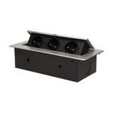 Gniazdo meblowe wpuszczane w blat z płaskim frezowanym rantem 3x2P+Z srebrne OR-AE-1336/G ORNO