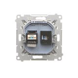 Simon 55 Gniazdo komputerowe RJ45 kategoria 5e+telefoniczne RJ12 Jasnoszary mat