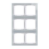 DECO Ramka modułowa 6 krotna (2 poziom, 3 pion) - efekt szkła (ramka szara; spód biała)