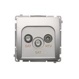 Simon Basic Gniazdo antenowe satelitarne podwójne końcowe SAT-SAT-RTV . 2xwejście: SAT: 5–2400 MHz RTV: 5–862 MHz srebrny mat BMZAR+SAT3.1-P2.01/43 KONTAKT