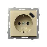 SONATA Gniazdo pojedyncze z uziemieniem schuko z przesłonami torów prądowych, z ładowarką USB - kolo