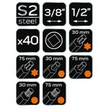 Końcówki wkrętakowe, zestaw 40 szt.