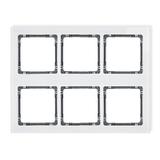 DECO Ramka modułowa 6 krotna (3 poziom, 2 pion) - efekt szkła (ramka biała; spód grafitowy)