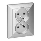Gniazdo podwójne podtynkowe 2x2P+Z Pearl, 16A, 250V, PT-6 P, srebrny
