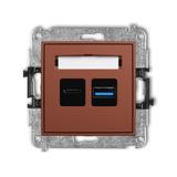 ICON Mechanizm ładowarki USB podwójnej USB C + USB A, 20W max. terakota