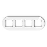 ICON Ramka uniwersalna poczwórna okrągła - efekt szkła (ramka: biała; spód: czarny) biały