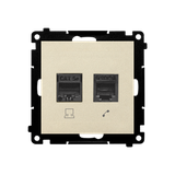 Simon 55 Gniazdo komputerowe RJ45 kategoria 5e + telefoniczne RJ12 Szampański mat T5F.01/144 KONTAKT