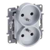 Niloe Selection - Gniazdo 2x2P+Z Do Ramek Wielokrotnych (Z Przesłoną Zaciski Śrubowe) Aluminium 762142 LEGRAND