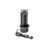 BIURKOWY ROZGAŁĘZIACZ WPUSZCZANY, 3X GNIAZDO Z UZIEMIENIEM (CZARNY)