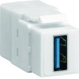 Moduł KEYSTONE gniazdo USB 3.0 przelotowe wtyk prosty 180st biały VZ30US HAGER