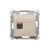 Simon 54 Gniazdo komputerowe pojedyncze RJ45 kategoria 6 ekranowane z przesłoną przeciwkurzową kremo