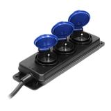 Przedłużacz warsztatowy bryzgoszczelny IP44, 3 gniazda 2P+Z IP44, przewód gumowy, H05RR-F 3x1,5mm2,