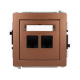 DECO Mechanizm gniazda komputerowego podwójnego 2xRJ45, kat. 6, 8-stykowy brązowy metalik