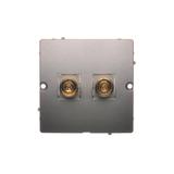 Simon Basic Gniazdo głośnikowe pojedyncze -1 kolumna głośnikowa . Przekrój przew. dla wyjścia 6 mm2. Mocowanie na wkręty do puszki stal inox BMGL2.02/21 KONTAKT