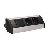 Gniazdo meblowe 2x2P+Z z wyłącznikiem, schuko, czarno-srebrne OR-GM-9002/B-G(GS) ORNO