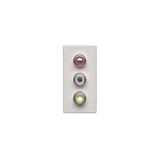 Simon Connect Płytka K45/2 złącz 3x RCA (CINCH) 225x45mm + wkłady zaciski śrubowe czysta biel K105B/9 KONTAKT