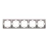 Simon Basic Standard Ramka 5-krotna – uniwersalna poziom i pion stal inox BMR5/21 KONTAKT