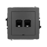 DECO Mechanizm gniazda komputerowego podwójnego 2xRJ45, kat. 5e, 8-stykowy, bez pola opisowego grafi